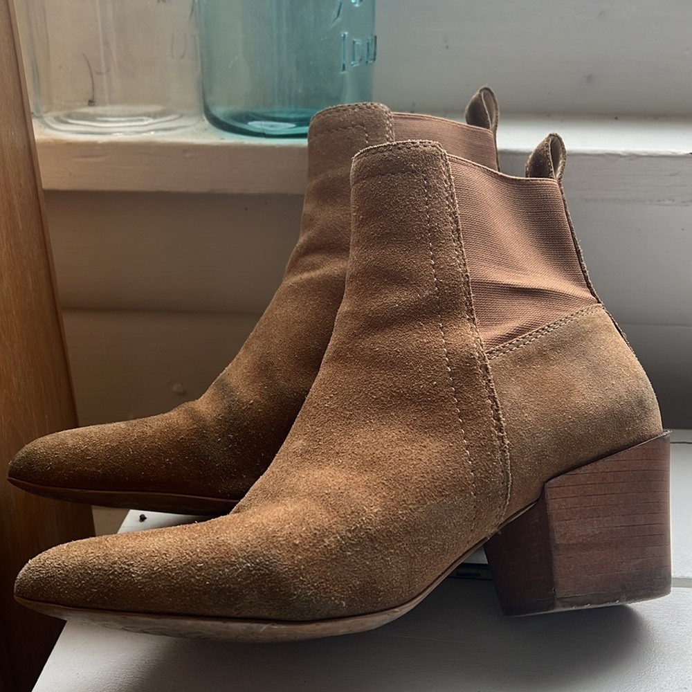 Matisse Tan Suede boots high heel booties brown pointed toe Women’s size 8.5 - Picture 5 of 13